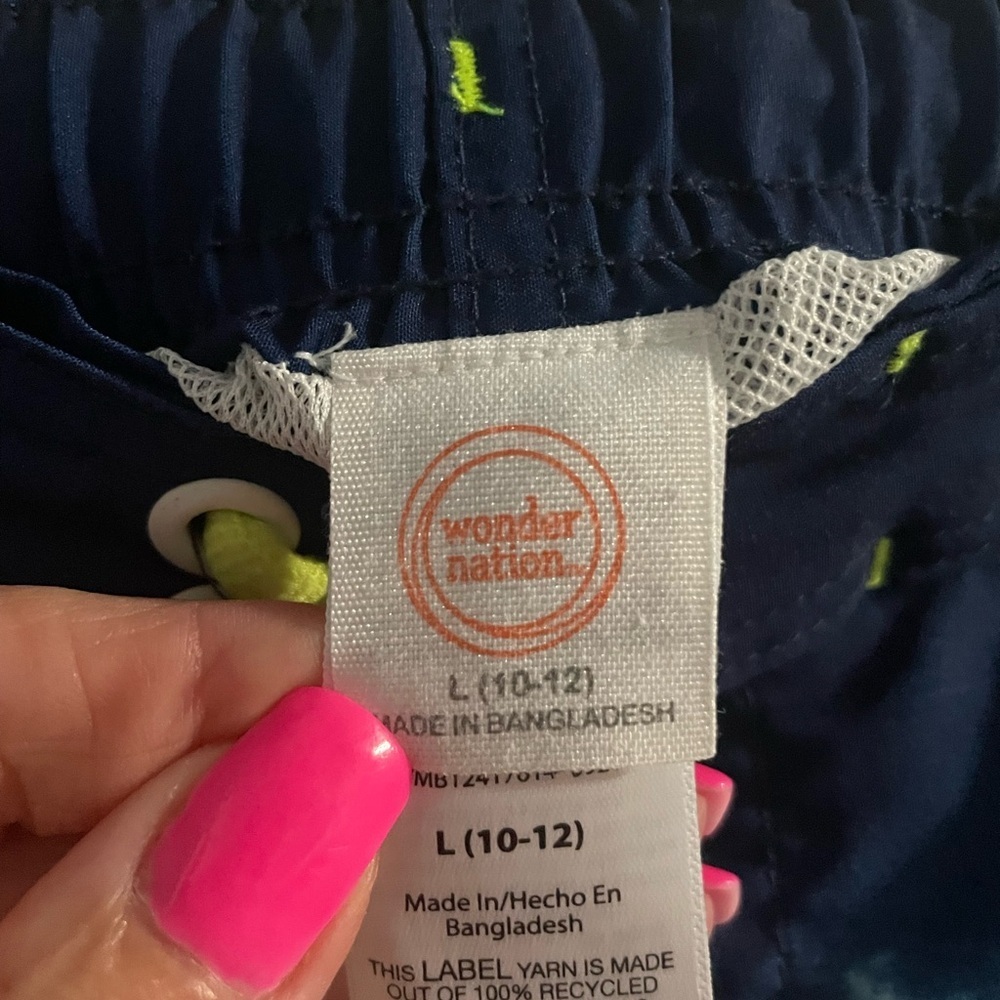 Wonder Nation Navy, Aqua and Lime Boy’s Swim Shorts size 10-12 - Picture 4 of 5
